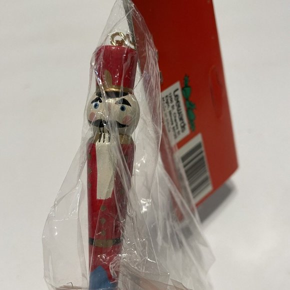 Vtg LEE WARDS Christmas Tree Ornament Nutcracker Elongated Wood - Picture 1 of 4